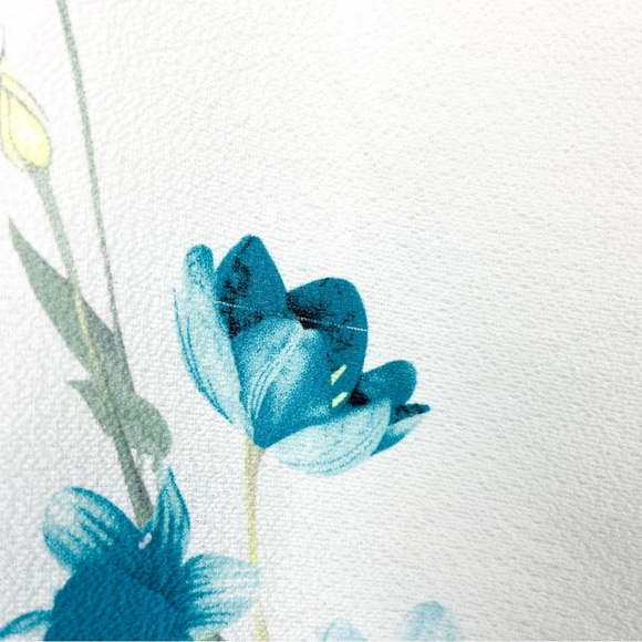 Cleo Cold Shoulder White & Blue Floral Blouse - Picture 3 of 7